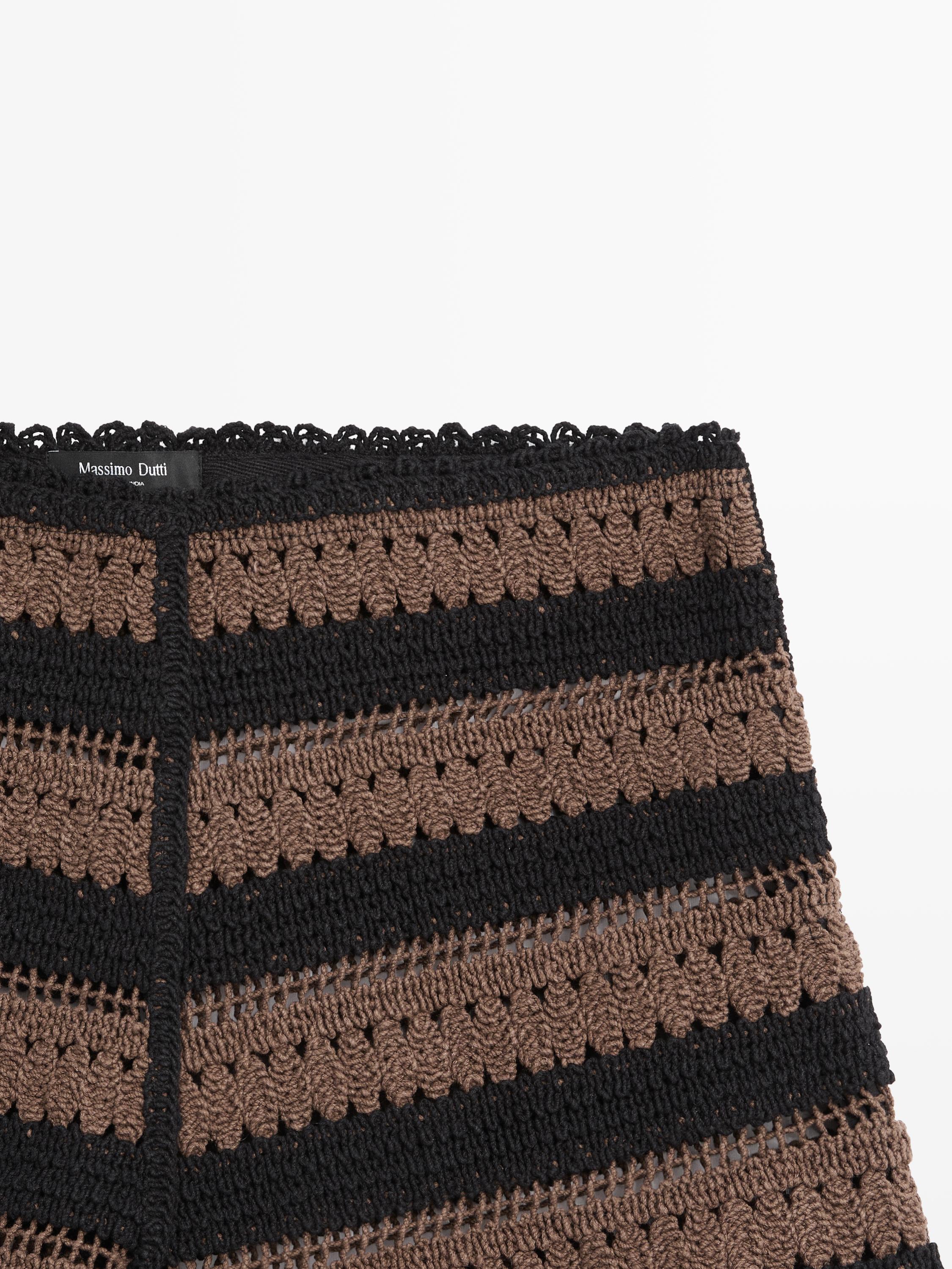 Striped cotton crochet shorts